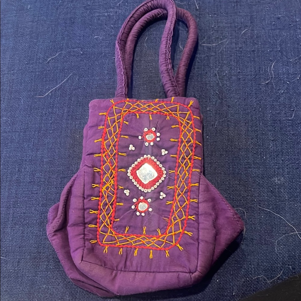 Purple Embroidered Women's Bag